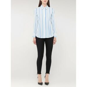 NWT HOCAIES Womens S Light Blue Striped Button Up Shirt Wrinkle Free